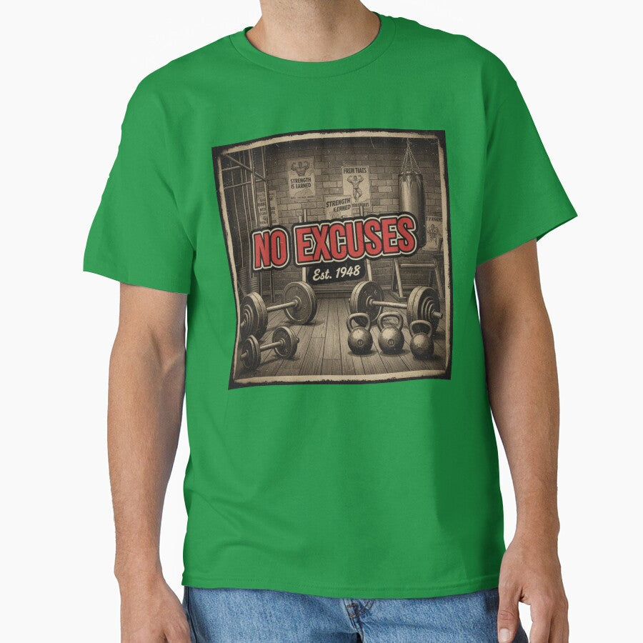 No Excuses. Vintage gym. by MaciejErdon Unisex T-shirt, Sweatshirt, Hoodie, Long Sleeve Tee - T-Shirt, Sweatshirt, Hoodie