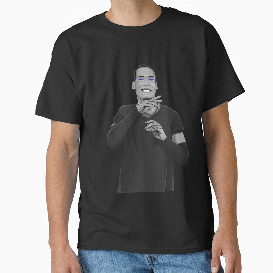 Virgil Van Dijk Black and White Version. by Aldduardo Unisex T-shirt, Sweatshirt, Hoodie, Long Sleeve Tee - T-Shirt, Sweatshirt, Hoodie