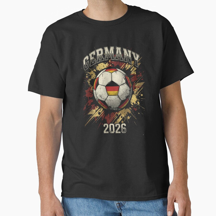 Germany 2026 Football Art | Vintage German Soccer Ball Splash Design by Imaginationbeyond Unisex T-shirt, Sweatshirt, Hoodie, Long Sleeve Tee - T-Shirt, Sweatshirt, Hoodie