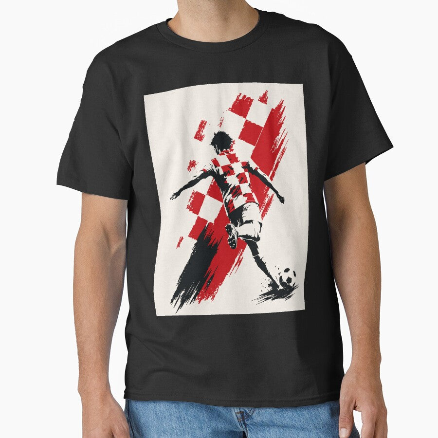 Croatia Football Action Minimalist Print by Studio pod Burom Unisex T-shirt, Sweatshirt, Hoodie, Long Sleeve Tee - T-Shirt, Sweatshirt, Hoodie