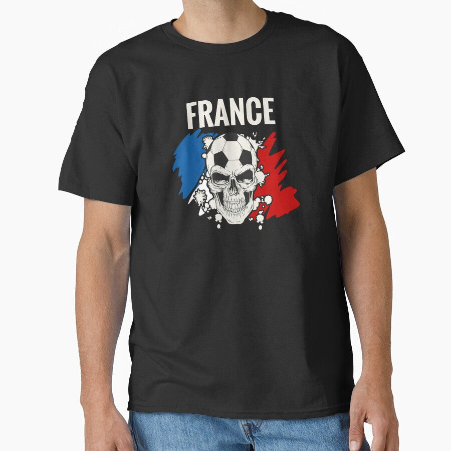 France Soccer Player French Flag Skull Football by anziehend Unisex T-shirt, Sweatshirt, Hoodie, Long Sleeve Tee - T-Shirt, Sweatshirt, Hoodie
