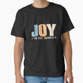 Colorful Distressed JOY to the World Holiday Typography  Festive Christmas Season Graphic Art by Bright Nest Studio - T-Shirt, Sweatshirt, Hoodie