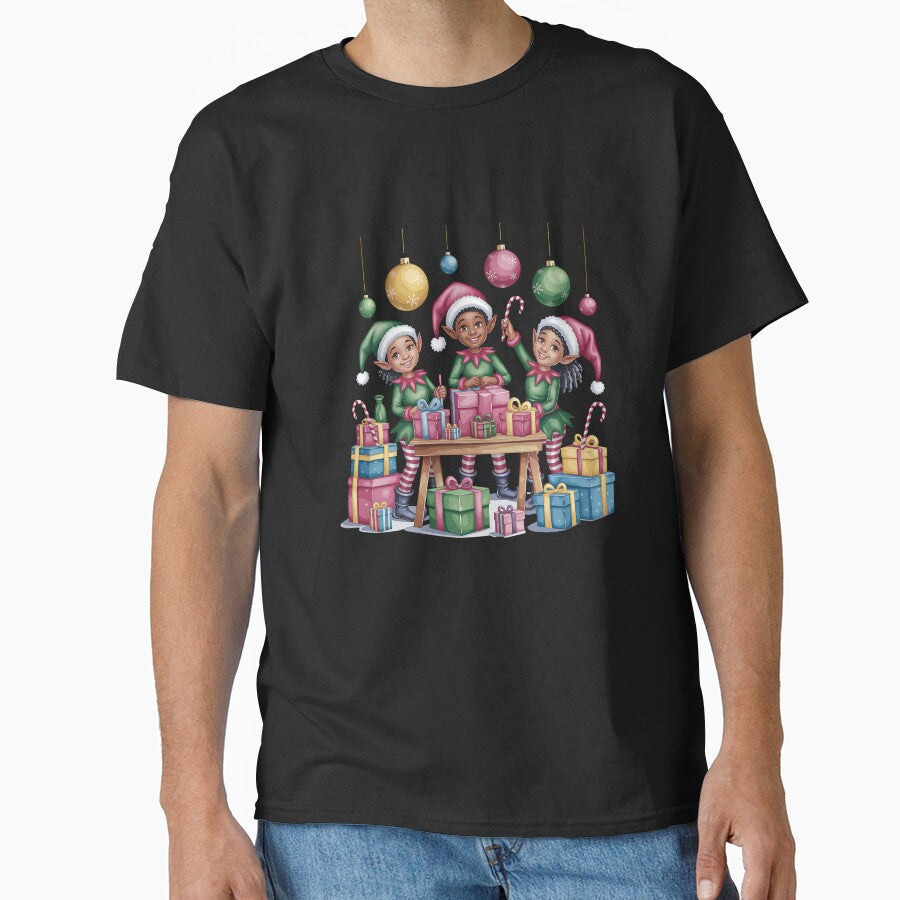 Black Christmas Watercolor Illustration  Holiday Festive Art by artedigital99 Unisex T-shirt, Sweatshirt, Hoodie, Long Sleeve Tee - T-Shirt, Sweatshirt, Hoodie