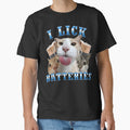 I Lick Batteries Funny Cat meme by MemishDesign Unisex T-shirt, Sweatshirt, Hoodie, Long Sleeve Tee - T-Shirt, Sweatshirt, Hoodie