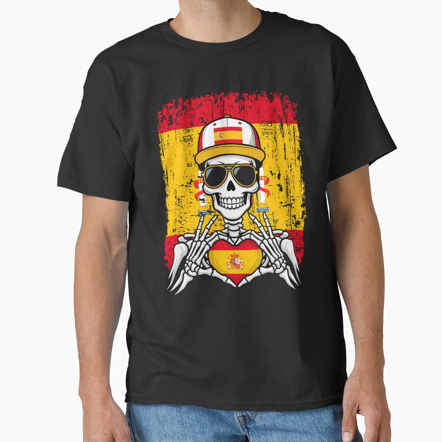 Spanish Pride Skeleton Art - Spain Football & Matador Spirit Tee by Colorful Designs Unisex T-shirt, Sweatshirt, Hoodie, Long Sleeve Tee - T-Shirt, Sweatshirt, Hoodie