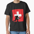 Swiss Ice Hockey Silhouette Celebration by CanvasTee Unisex T-shirt, Sweatshirt, Hoodie, Long Sleeve Tee - T-Shirt, Sweatshirt, Hoodie