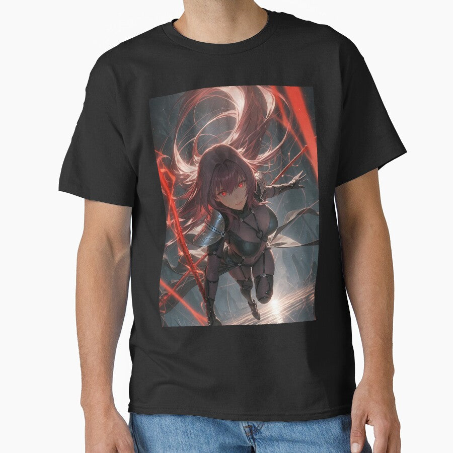 Dynamic Lancer Scathach Sukasaha Fate Grand Order Lightning Red Anime Girl Aura by HumbertoValveno - T-Shirt, Sweatshirt, Hoodie