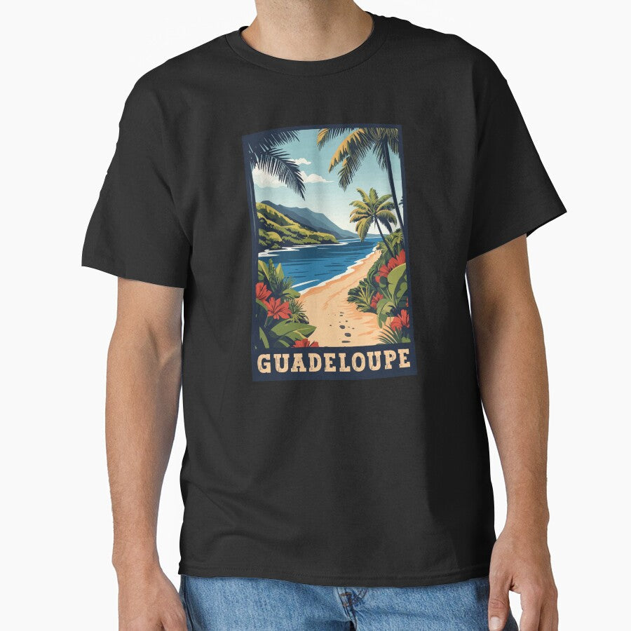 Discover the Island Beauty of Guadeloupe - Vintage Travel Art by turtlestart Unisex T-shirt, Sweatshirt, Hoodie, Long Sleeve Tee - T-Shirt, Sweatshirt, Hoodie