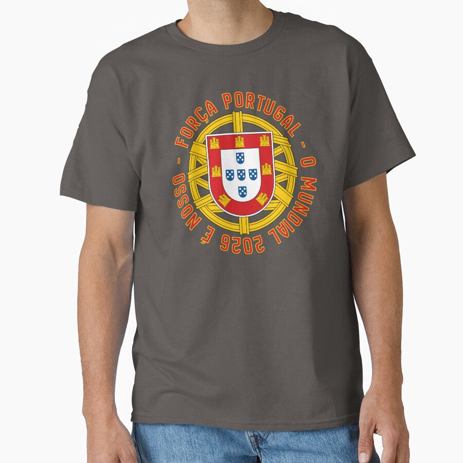 Fora Portugal World Cup 2026 Is Ours Crest Badge Design (Portuguese Version) by DILMIK. Unisex T-shirt, Sweatshirt, Hoodie, Long Sleeve Tee - T-Shirt, Sweatshirt, Hoodie