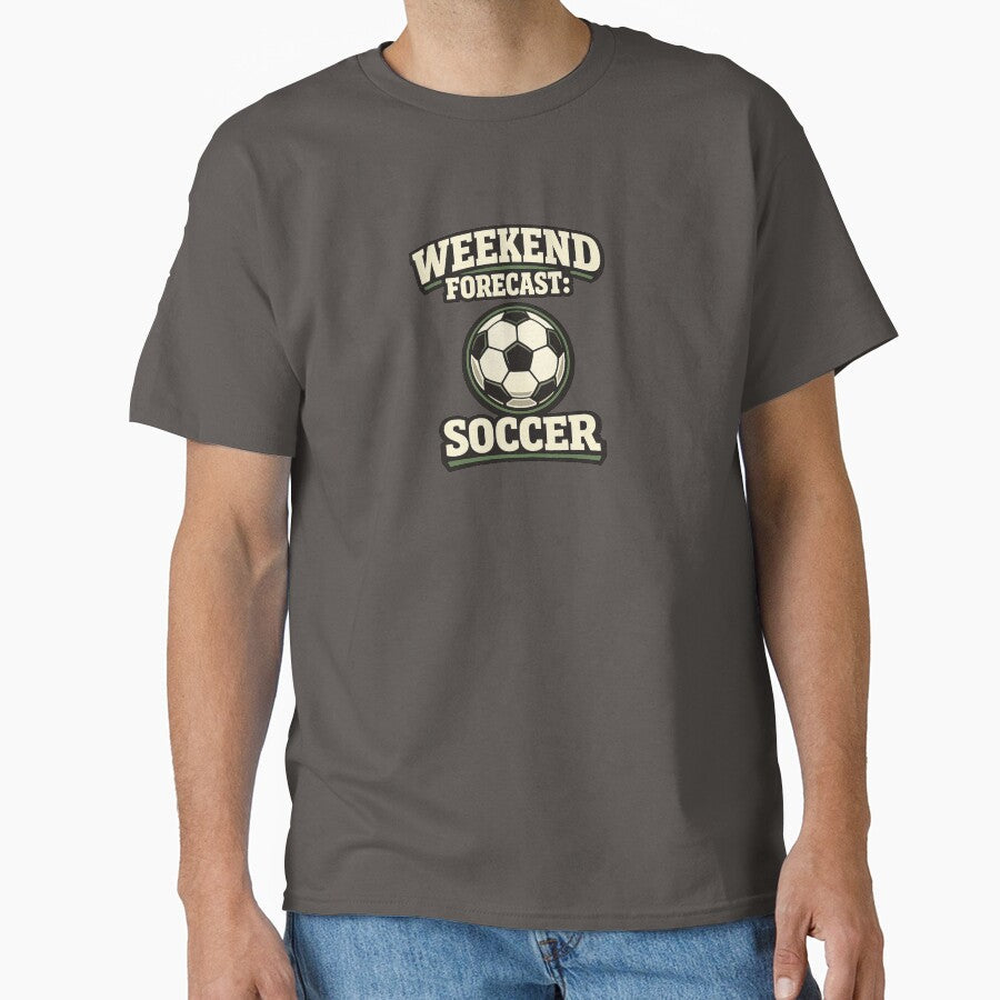 Weekend Forecast Soccer Retro Sports by EastEndTownie Unisex T-shirt, Sweatshirt, Hoodie, Long Sleeve Tee - T-Shirt, Sweatshirt, Hoodie