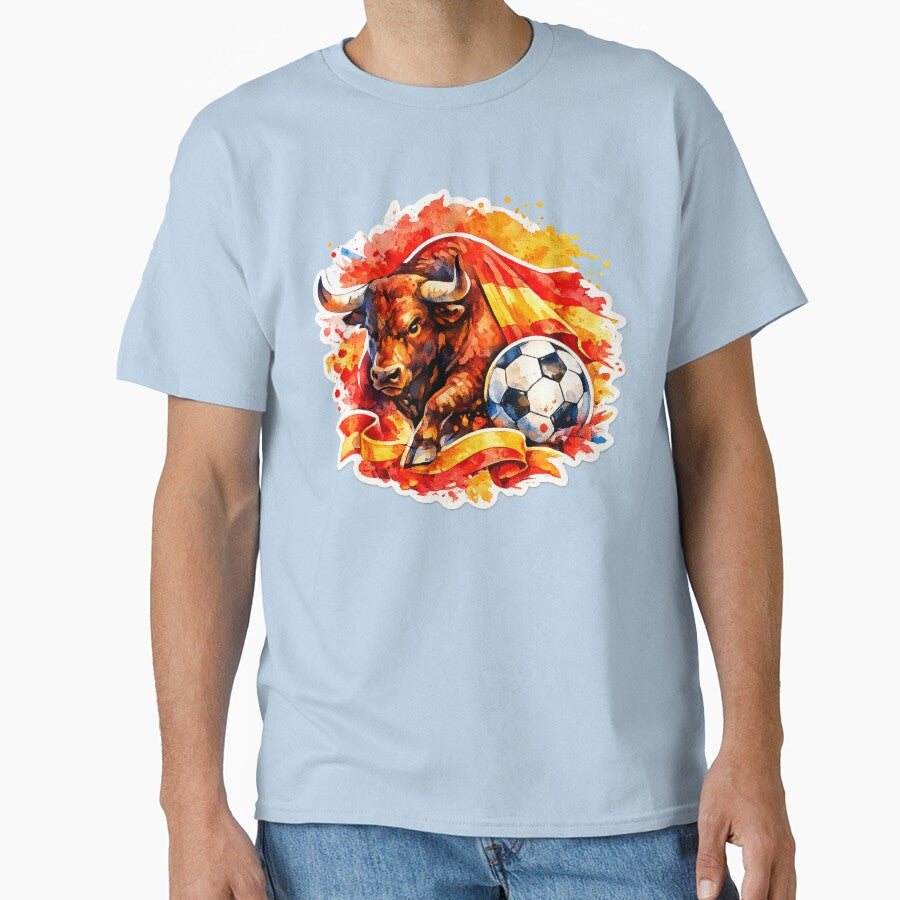 Spanish bull and soccer ball by Modefissi Unisex T-shirt, Sweatshirt, Hoodie, Long Sleeve Tee - T-Shirt, Sweatshirt, Hoodie