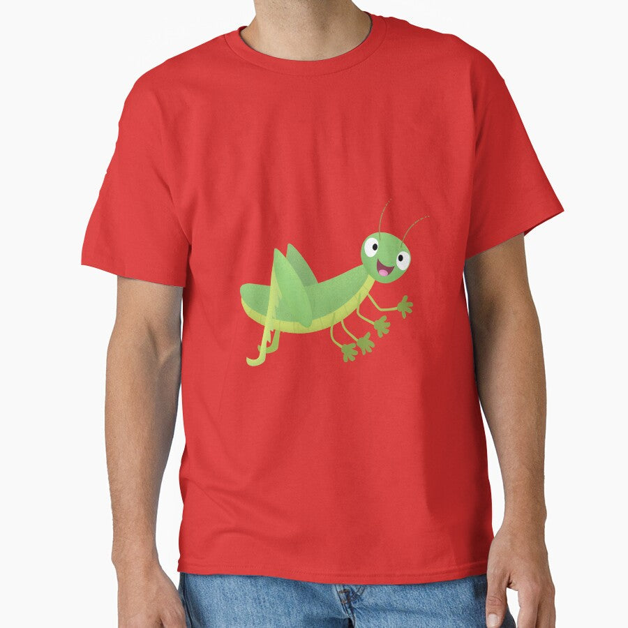 Cute green happy grasshopper cartoon by FrogFactory Unisex T-shirt, Sweatshirt, Hoodie, Long Sleeve Tee - T-Shirt, Sweatshirt, Hoodie