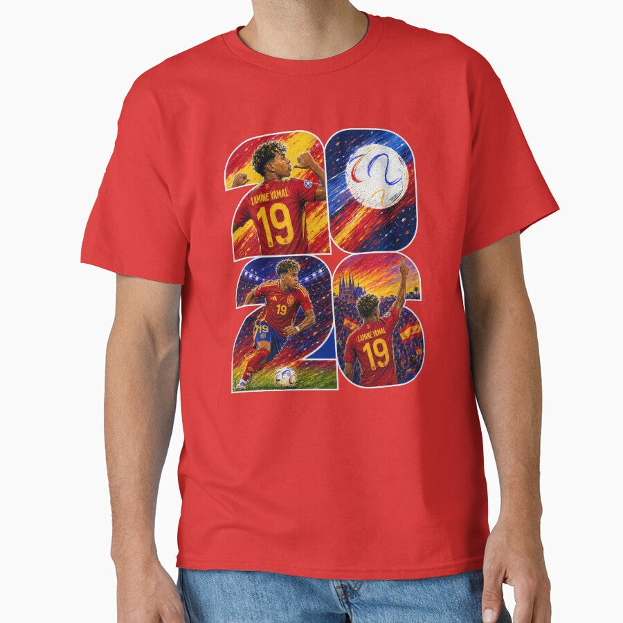 Lamine Yamal Spain 2026 Football Art Print by ravuh Unisex T-shirt, Sweatshirt, Hoodie, Long Sleeve Tee - T-Shirt, Sweatshirt, Hoodie