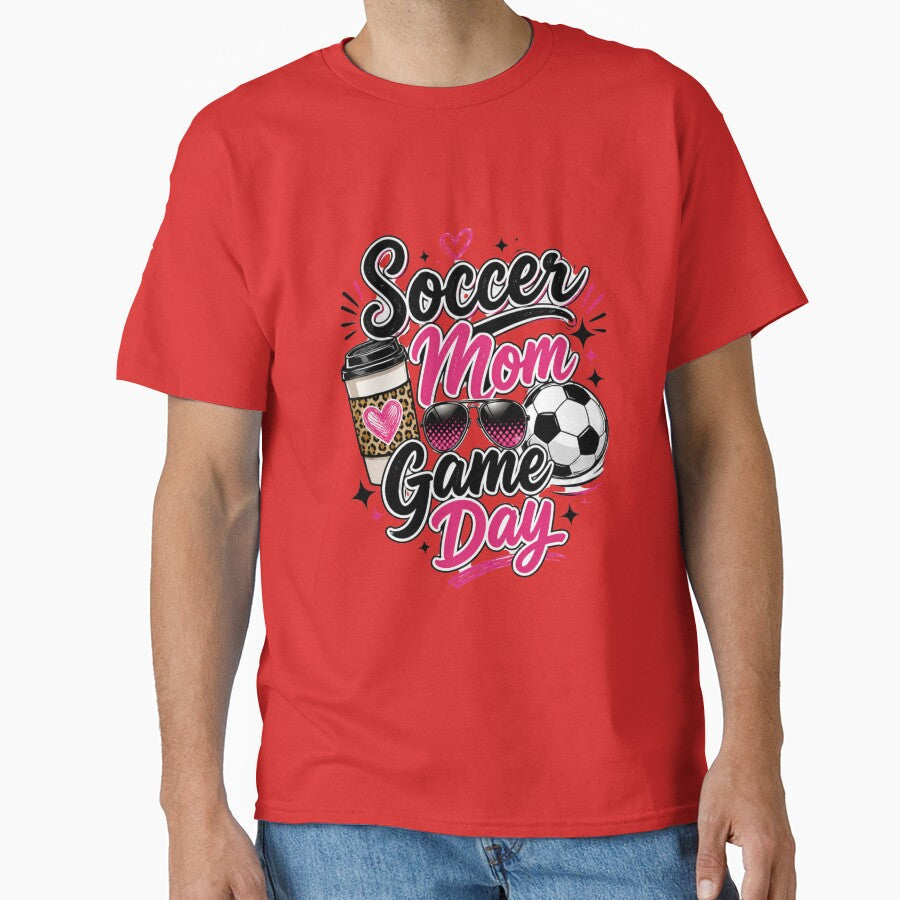 Soccer Mom Game Day Cute Fan Design by Stickers  Designer Unisex T-shirt, Sweatshirt, Hoodie, Long Sleeve Tee - T-Shirt, Sweatshirt, Hoodie