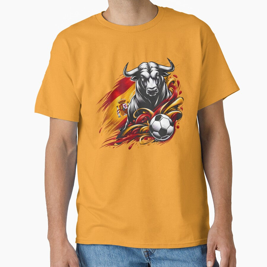 Spain Soccer 2024  Bull Flag Football Fan Patriot by Oz64 Unisex T-shirt, Sweatshirt, Hoodie, Long Sleeve Tee - T-Shirt, Sweatshirt, Hoodie