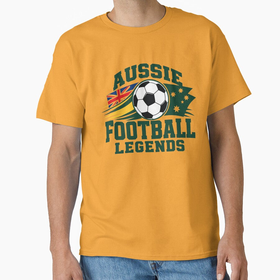 Aussie Football Legends, Australian Soccer Fan Design by Cadsdiva Unisex T-shirt, Sweatshirt, Hoodie, Long Sleeve Tee - T-Shirt, Sweatshirt, Hoodie