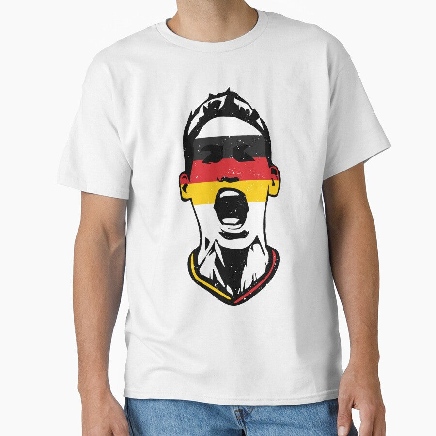 Germany Team 2018 Deutschland Fan Flag Face by screenworks Unisex T-shirt, Sweatshirt, Hoodie, Long Sleeve Tee - T-Shirt, Sweatshirt, Hoodie