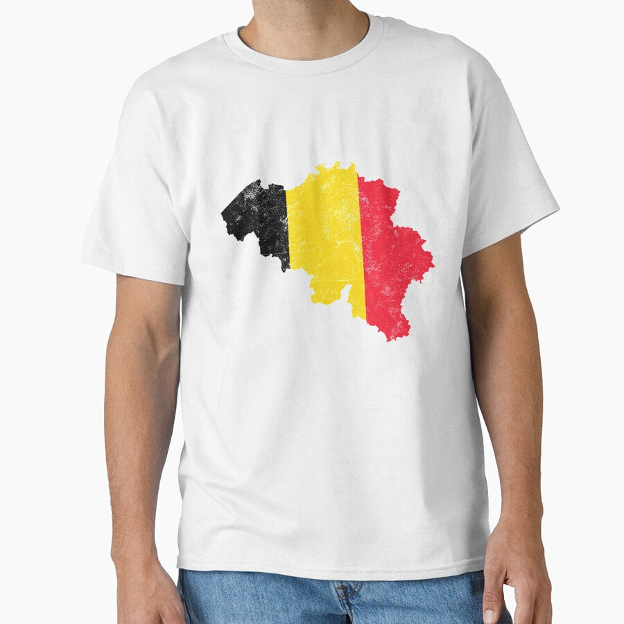 Belgium Flag Map tshirt distressed vintage by farhanhafeez Unisex T-shirt, Sweatshirt, Hoodie, Long Sleeve Tee - T-Shirt, Sweatshirt, Hoodie