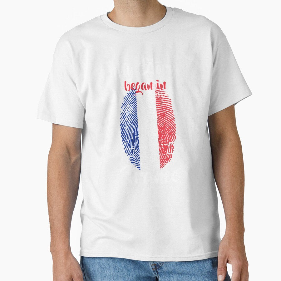 My story began in France Flag Fingerprint DNA French by PartyShirts1 Unisex T-shirt, Sweatshirt, Hoodie, Long Sleeve Tee - T-Shirt, Sweatshirt, Hoodie