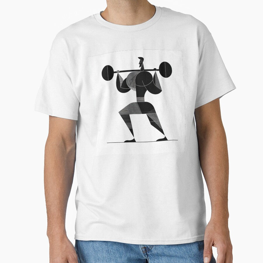 Bold Geometric Powerlifter Squat | Black and White Gym Art by TypoArtPrints Unisex T-shirt, Sweatshirt, Hoodie, Long Sleeve Tee - T-Shirt, Sweatshirt, Hoodie