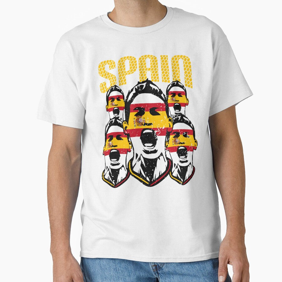 Spain Soccer Sports Fans Espana Flag Face by screenworks Unisex T-shirt, Sweatshirt, Hoodie, Long Sleeve Tee - T-Shirt, Sweatshirt, Hoodie