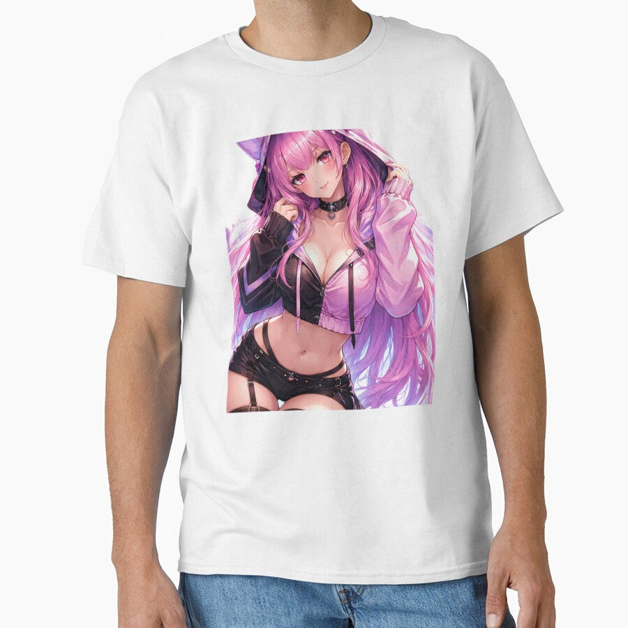 Cyberpunk Anime Girl Aesthetic  Pink Hair Waifu Streetwear Style by AnimDream Unisex T-shirt, Sweatshirt, Hoodie, Long Sleeve Tee - T-Shirt, Sweatshirt, Hoodie