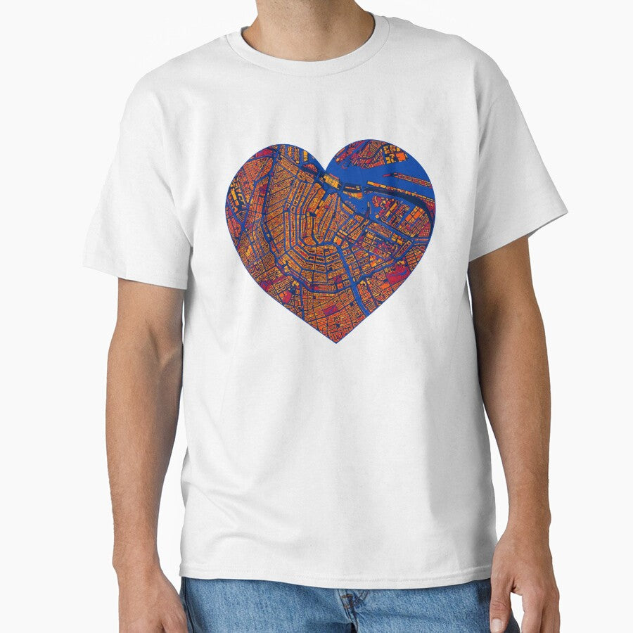 Amsterdam Oranje Heart Map  Dutch Football City Art by BottleGnome Unisex T-shirt, Sweatshirt, Hoodie, Long Sleeve Tee - T-Shirt, Sweatshirt, Hoodie