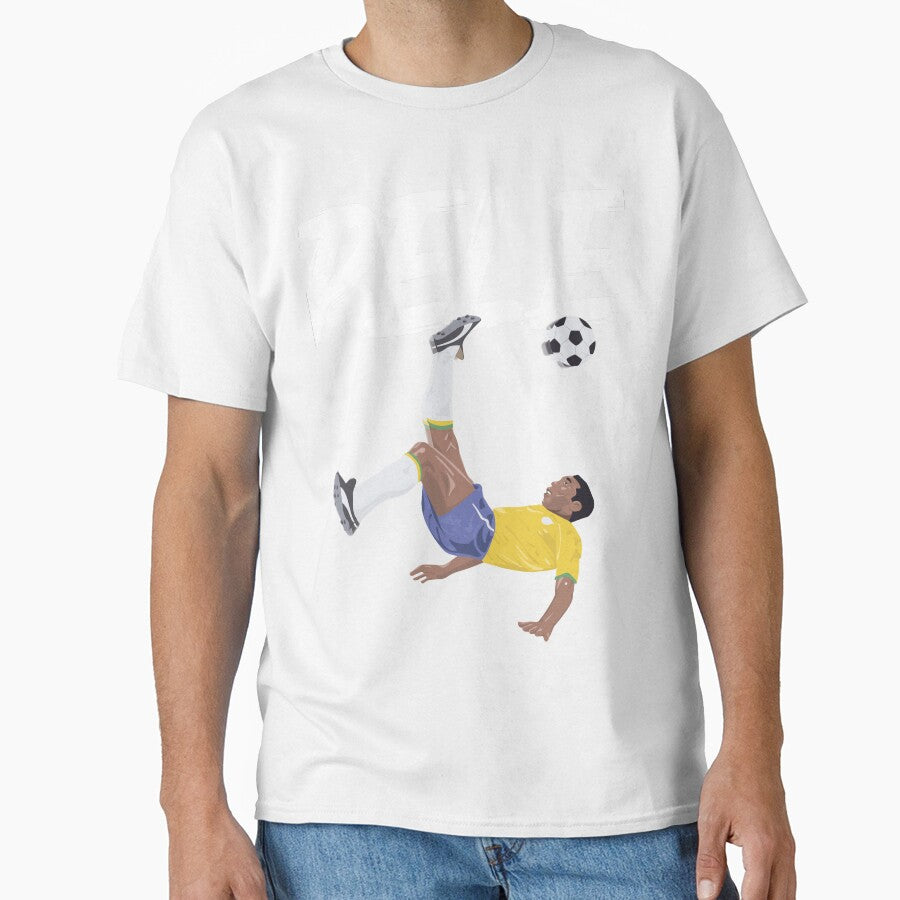 Bicycle Kick - Pele - SOCCER FOOTBALL - BRAZIL - WHITE TEXT version 2b by AMGraphicStudio Unisex T-shirt, Sweatshirt, Hoodie, Long Sleeve Tee - T-Shirt, Sweatshirt, Hoodie
