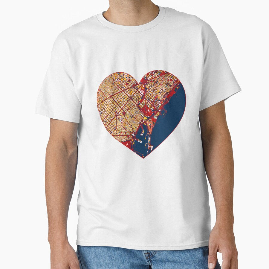 Barcelona Heart Map  Spanish Football Inspired City Art by BottleGnome Unisex T-shirt, Sweatshirt, Hoodie, Long Sleeve Tee - T-Shirt, Sweatshirt, Hoodie