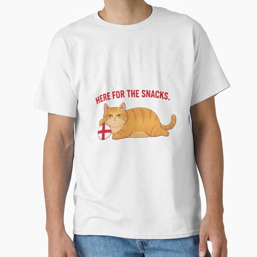 Here for the Snacks  Lazy Orange Tabby World Cup Cat RED by catastrocat Unisex T-shirt, Sweatshirt, Hoodie, Long Sleeve Tee - T-Shirt, Sweatshirt, Hoodie
