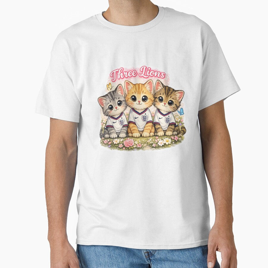 Three Lions T-Shirt, Funny England Football cute Cat Tee, World Cup 2026 by ToastDesign Unisex T-shirt, Sweatshirt, Hoodie, Long Sleeve Tee - T-Shirt, Sweatshirt, Hoodie