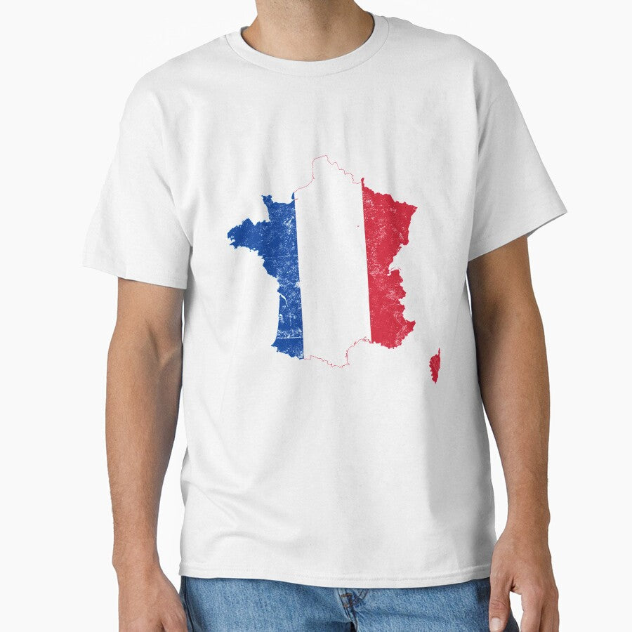 France Flag Map tshirt distressed vintage by farhanhafeez Unisex T-shirt, Sweatshirt, Hoodie, Long Sleeve Tee - T-Shirt, Sweatshirt, Hoodie