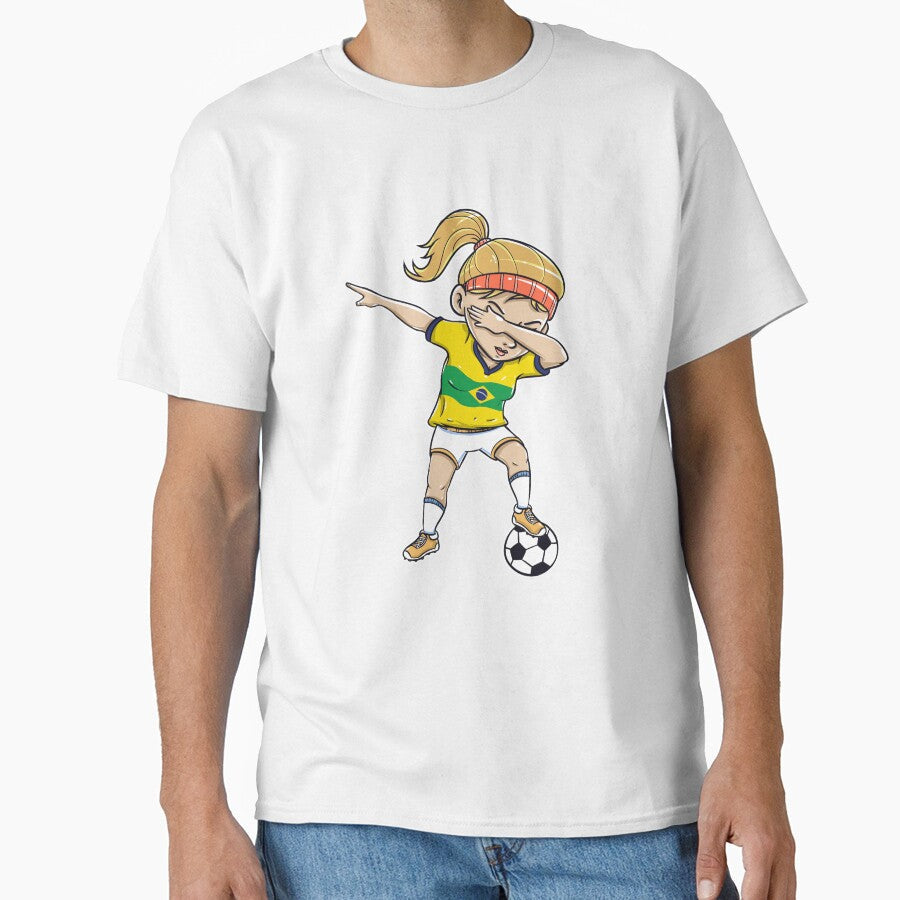 Dabbing Soccer Player Funny Brazil Fan product girl by Pummli Unisex T-shirt, Sweatshirt, Hoodie, Long Sleeve Tee - T-Shirt, Sweatshirt, Hoodie