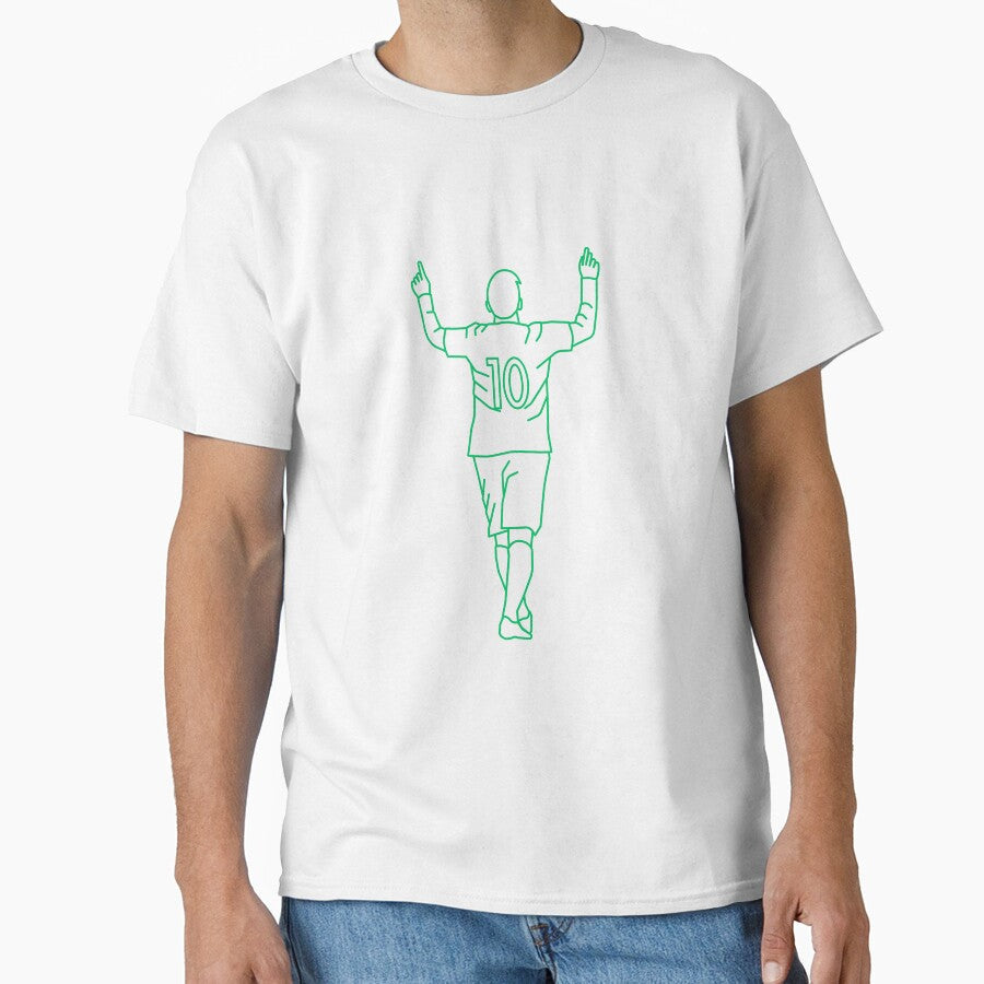 Green Number 10 |Player Celebration by Football Stickers World Unisex T-shirt, Sweatshirt, Hoodie, Long Sleeve Tee - T-Shirt, Sweatshirt, Hoodie