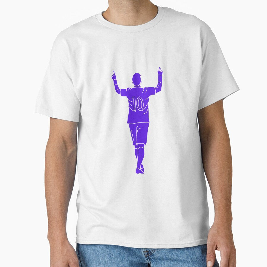 Blue Number 10 Celebrating | Player Celebration by Football Stickers World Unisex T-shirt, Sweatshirt, Hoodie, Long Sleeve Tee - T-Shirt, Sweatshirt, Hoodie