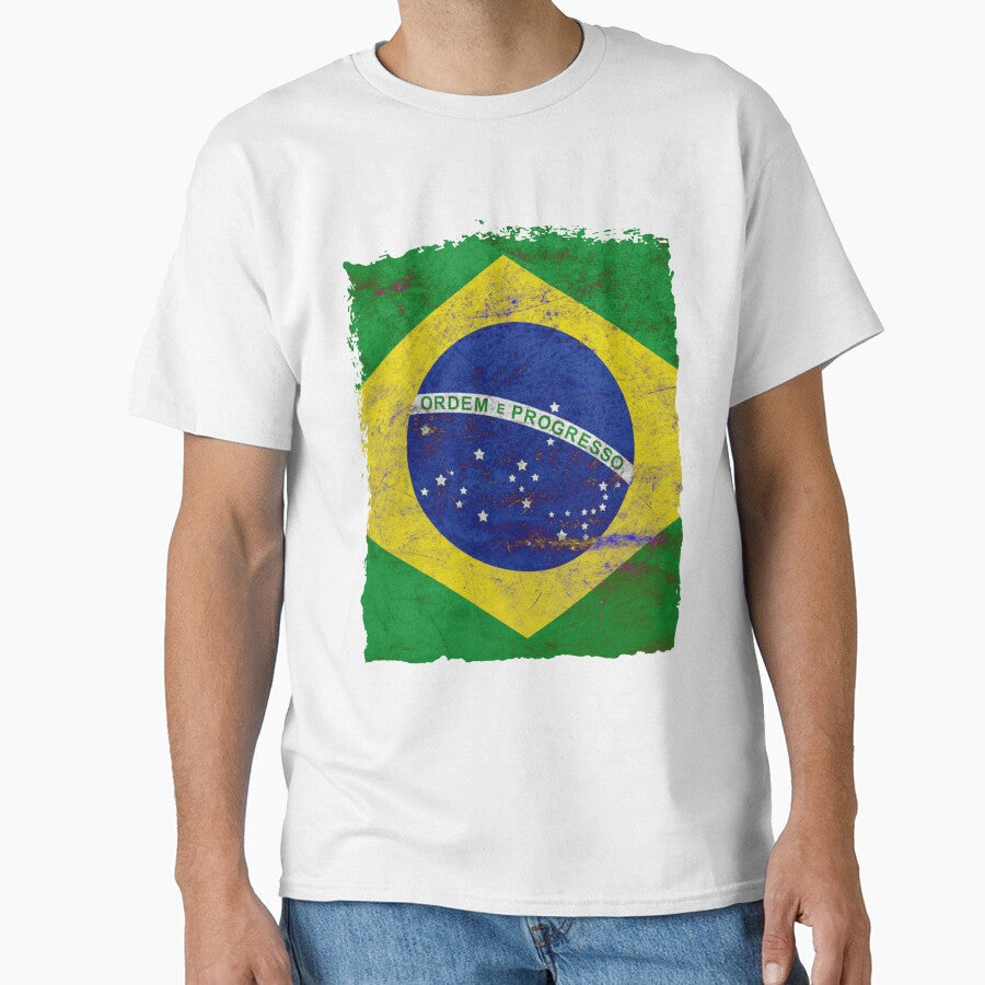 Brazilian Flag Metal Texture  Vintage Grunge Design by RoyalMerchantShop Unisex T-shirt, Sweatshirt, Hoodie, Long Sleeve Tee - T-Shirt, Sweatshirt, Hoodie
