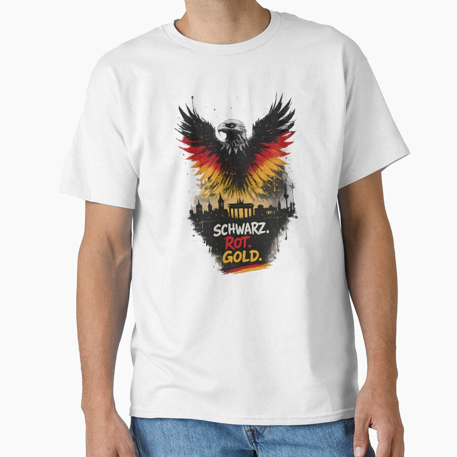 Schwarz. Rot. Gold.  German Eagle Football Fan Design by jomanadesigns Unisex T-shirt, Sweatshirt, Hoodie, Long Sleeve Tee - T-Shirt, Sweatshirt, Hoodie