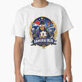 Samurai Blue Football Fan Crest by Retro Arabica Unisex T-shirt, Sweatshirt, Hoodie, Long Sleeve Tee - T-Shirt, Sweatshirt, Hoodie