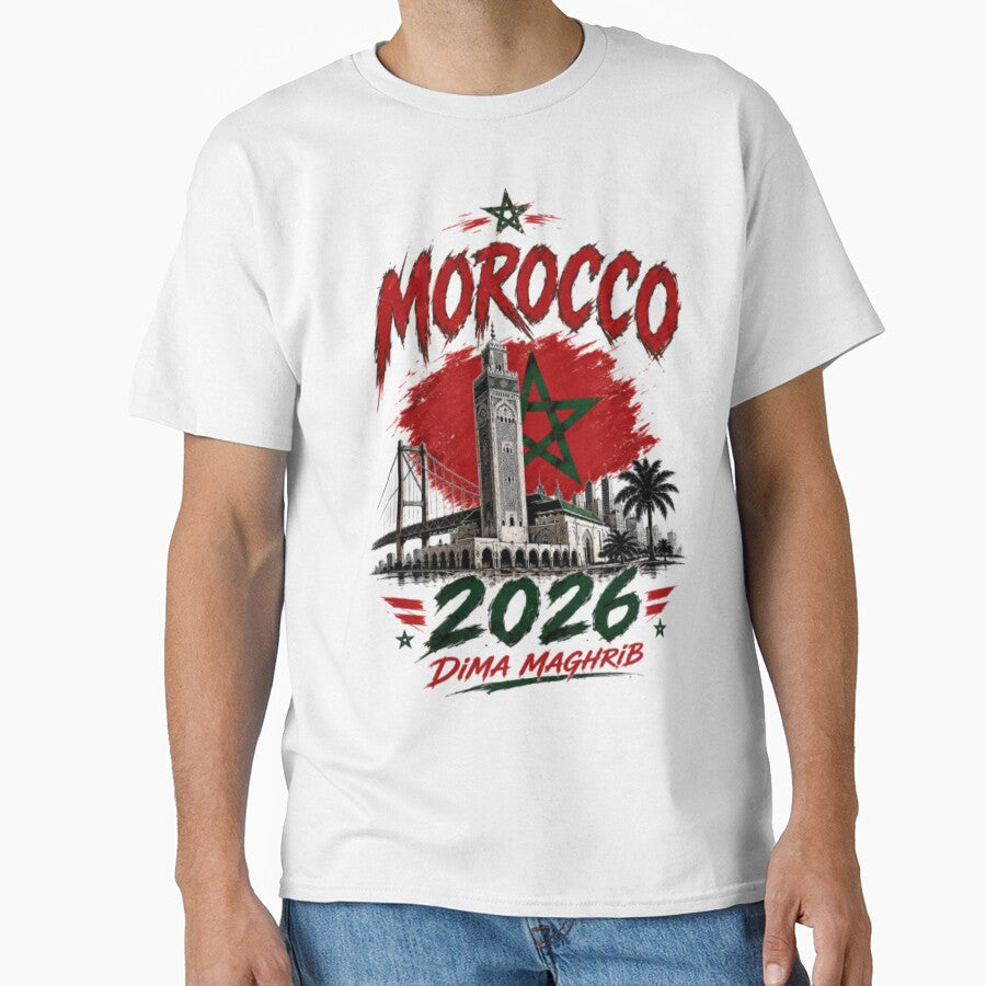 Dima Maghrib 2026 Moroccan Football Pride Retro Streetwear Design by happyshirt27 Unisex T-shirt, Sweatshirt, Hoodie, Long Sleeve Tee - T-Shirt, Sweatshirt, Hoodie