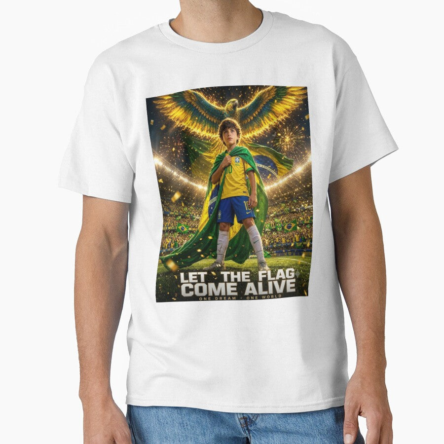 Brazil Football Fan Golden Eagle Art by RoyalDeluxGo Unisex T-shirt, Sweatshirt, Hoodie, Long Sleeve Tee - T-Shirt, Sweatshirt, Hoodie