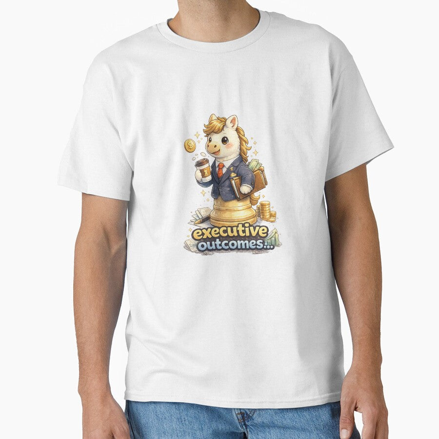 Executive Outcomes Kawaii Chess Art  Funny CEO Horse Chess Piece Business Cartoon Illustration by Paws-nd-Prints - T-Shirt, Sweatshirt, Hoodie
