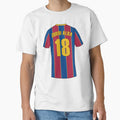 Barcelona football jersey number 18 by Justtrendytees Unisex T-shirt, Sweatshirt, Hoodie, Long Sleeve Tee - T-Shirt, Sweatshirt, Hoodie