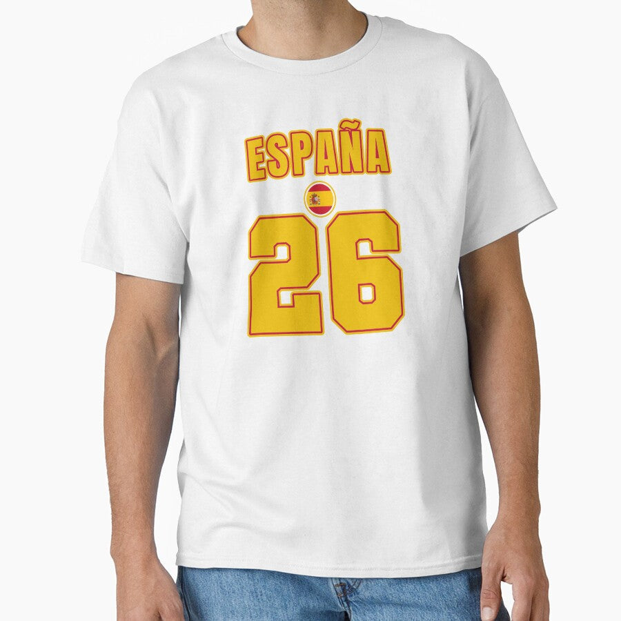 Spain 26 Football Shirt Style Design  Spain National Team Apparel by The Hairy Melon Unisex T-shirt, Sweatshirt, Hoodie, Long Sleeve Tee - T-Shirt, Sweatshirt, Hoodie