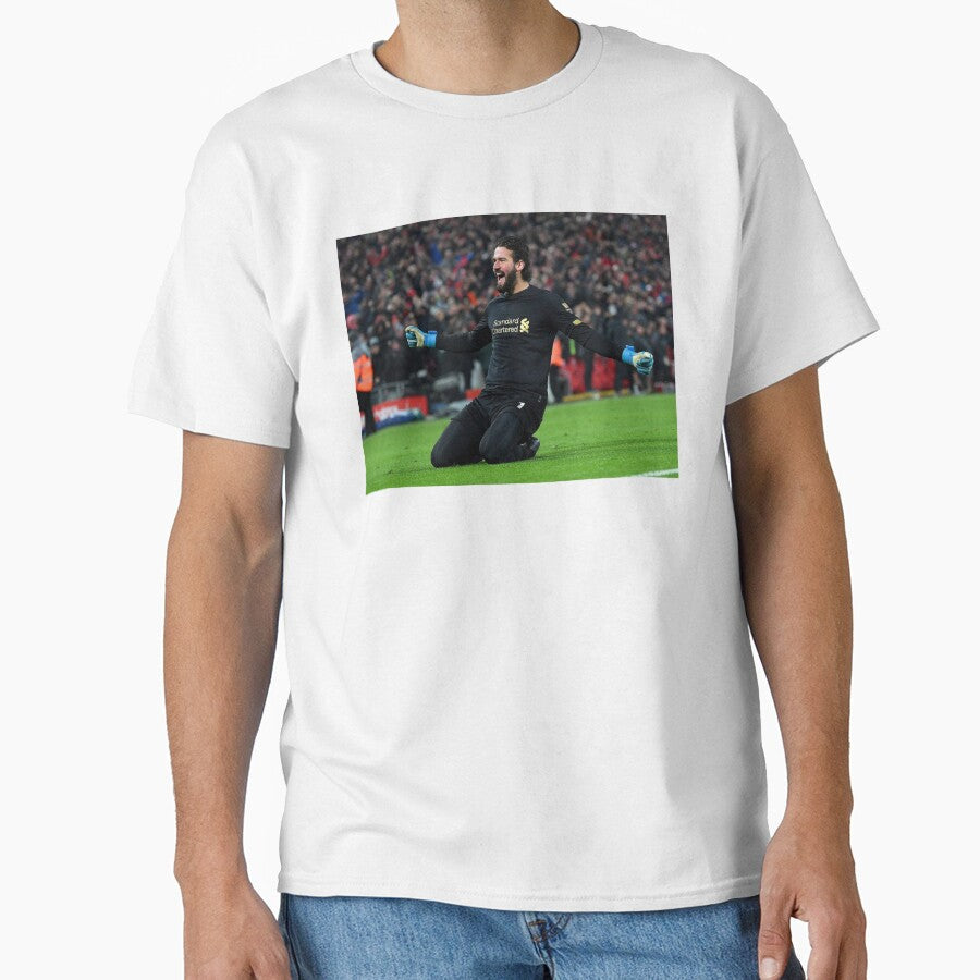 Alisson Becker Liverpool v Man United Celelbration by thebcarts Unisex T-shirt, Sweatshirt, Hoodie, Long Sleeve Tee - T-Shirt, Sweatshirt, Hoodie