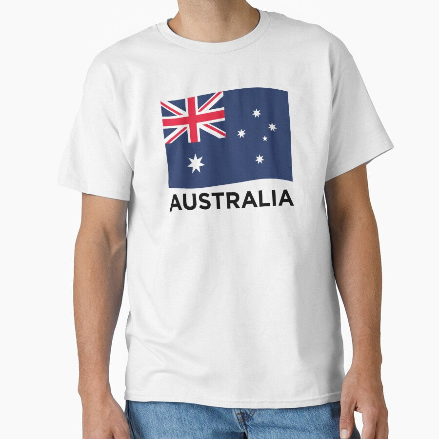 Australia Wave Flag With Text (On White) by STUDIO-72 Unisex T-shirt, Sweatshirt, Hoodie, Long Sleeve Tee - T-Shirt, Sweatshirt, Hoodie