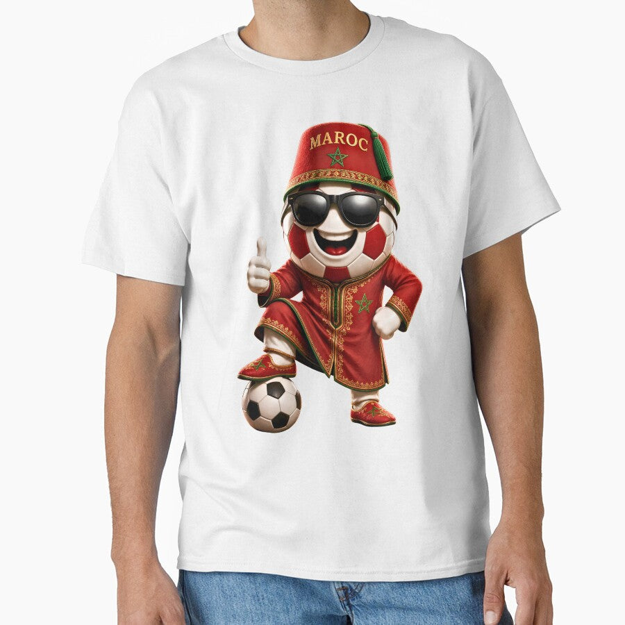 Morocco Soccer Mascot Traditional Football Cartoon Graphic by ArtSpark Studio Unisex T-shirt, Sweatshirt, Hoodie, Long Sleeve Tee - T-Shirt, Sweatshirt, Hoodie