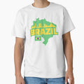 Retro Brazil Map, Flag, and Skyline by UNK-Fatigues Unisex T-shirt, Sweatshirt, Hoodie, Long Sleeve Tee - T-Shirt, Sweatshirt, Hoodie