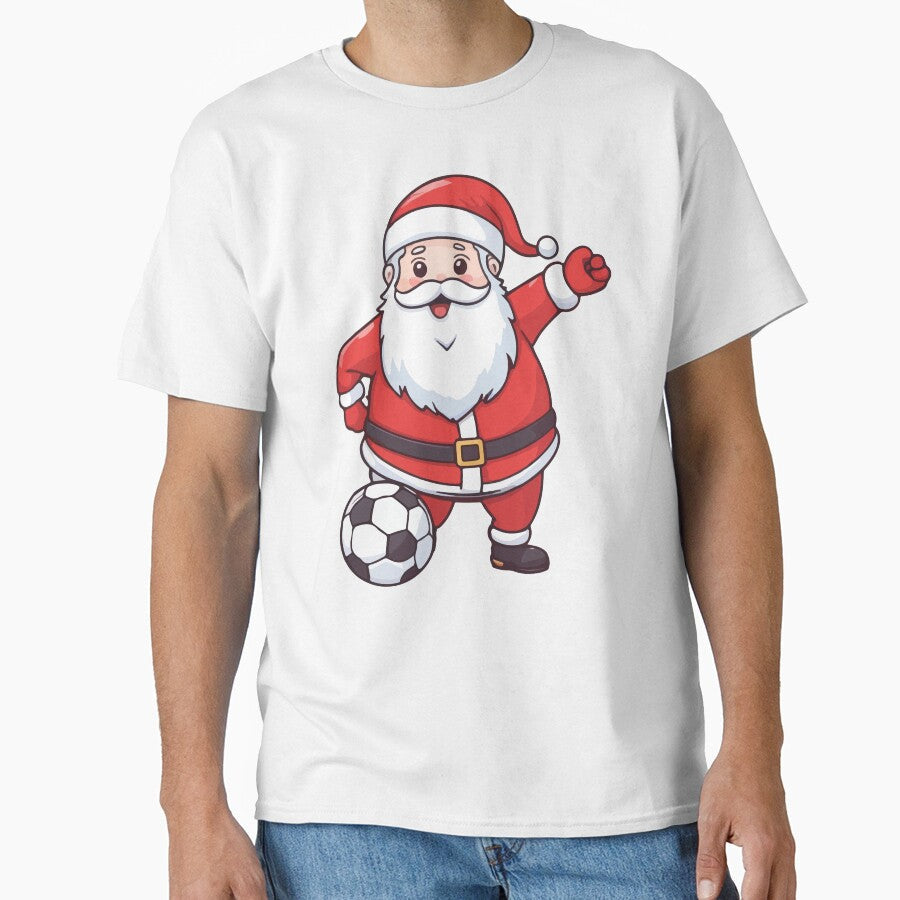 Kawaii Santa Playing Soccer by Ridaelb Unisex T-shirt, Sweatshirt, Hoodie, Long Sleeve Tee - T-Shirt, Sweatshirt, Hoodie