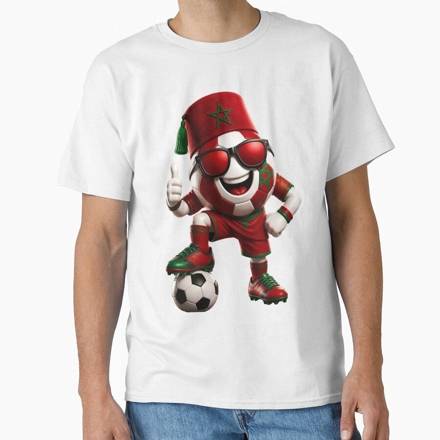 Morocco Soccer Mascot Funny Football Cartoon Graphic by ArtSpark Studio Unisex T-shirt, Sweatshirt, Hoodie, Long Sleeve Tee - T-Shirt, Sweatshirt, Hoodie