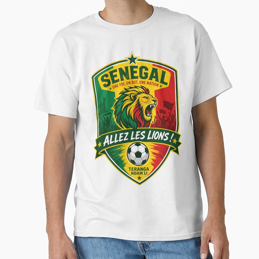 Senegal Football Fans Emblem  Green, Yellow & Red Vector Badge Design by Jandedan Unisex T-shirt, Sweatshirt, Hoodie, Long Sleeve Tee - T-Shirt, Sweatshirt, Hoodie
